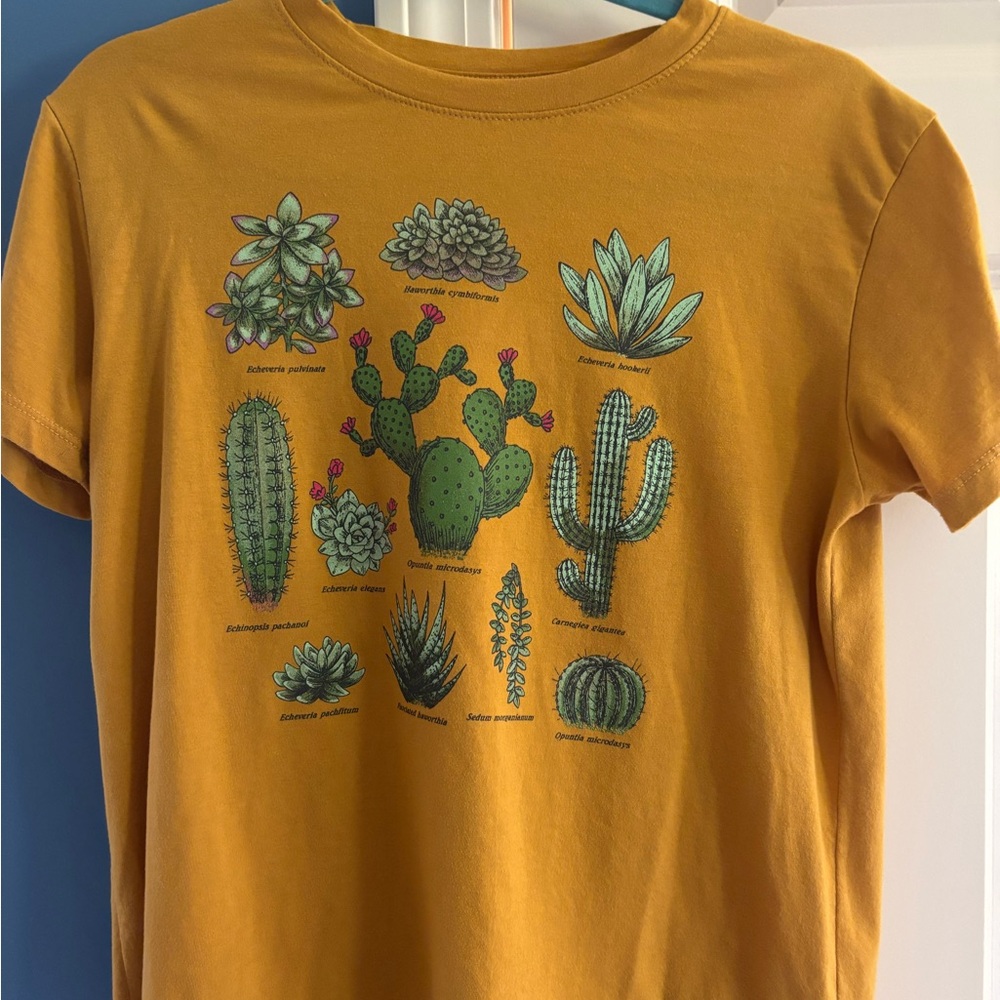 Cactus Print Mustard Yellow Tee